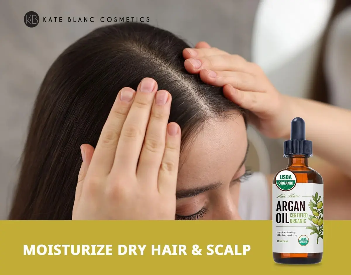 Kate Blanc Cosmetics USDA Certified Organic Argan Oil for Hair, Face & Skin 8 Fl Oz (4 Fl Oz x 2) | Cold Pressed Pure Moroccan Oil - view 5