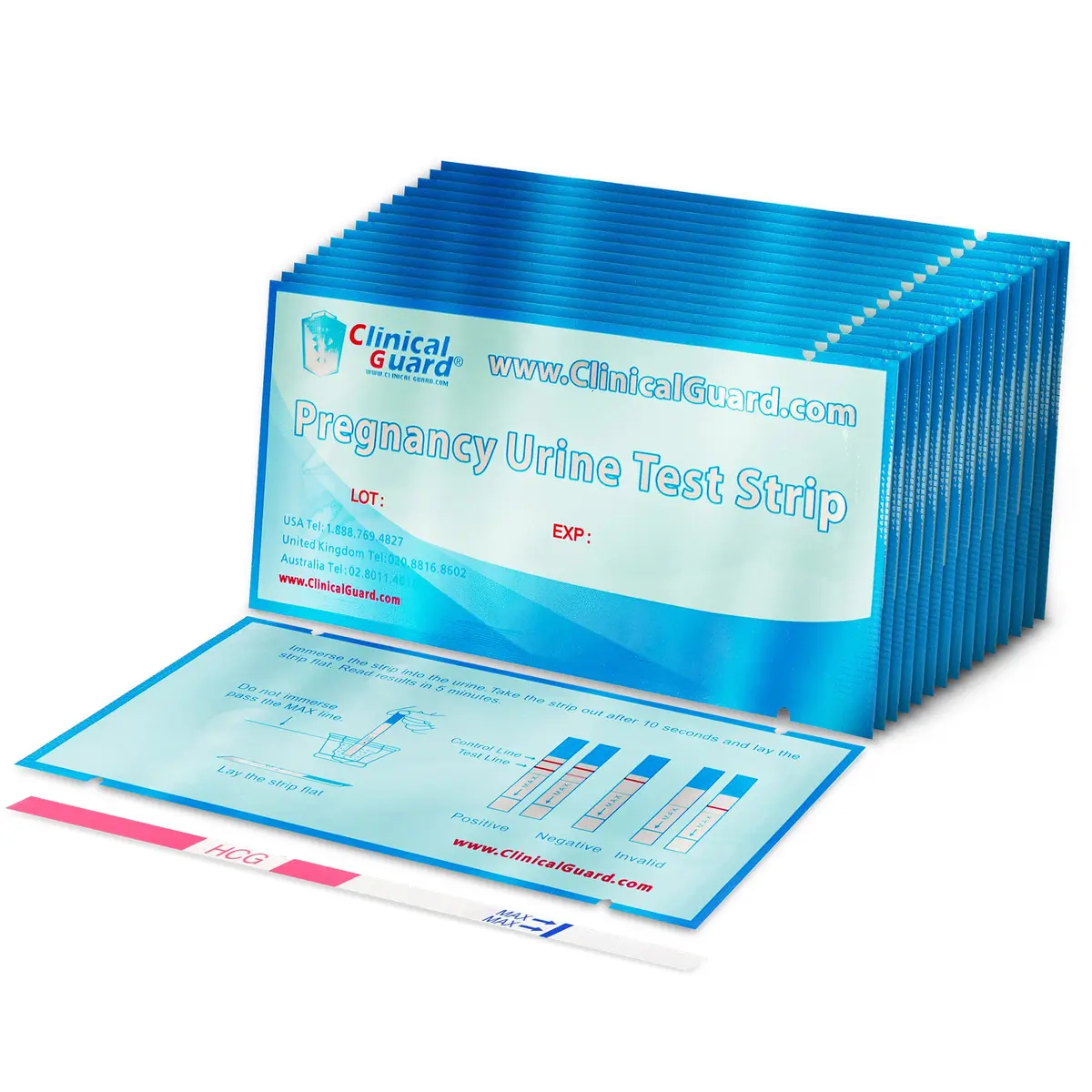 Clinical Guard Pregnancy Test Strips Pack of 5 | Sensitive & Accurate Home HCG Test Kit - main product image