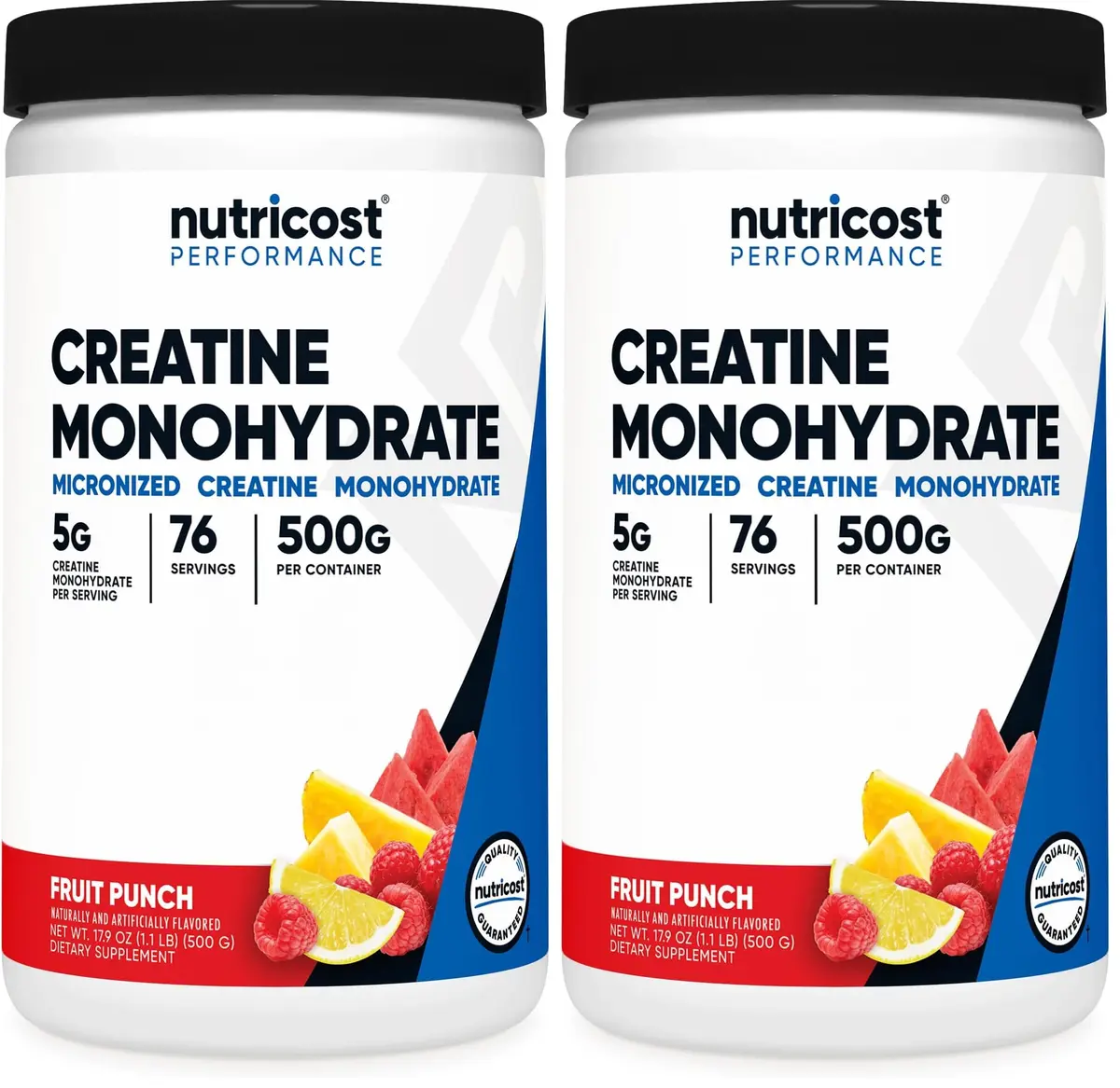 Nutricost Micronized Creatine Monohydrate Powder Fruit Punch 1kg (2.2lb) | Promotes Strength and Endurance - main product image