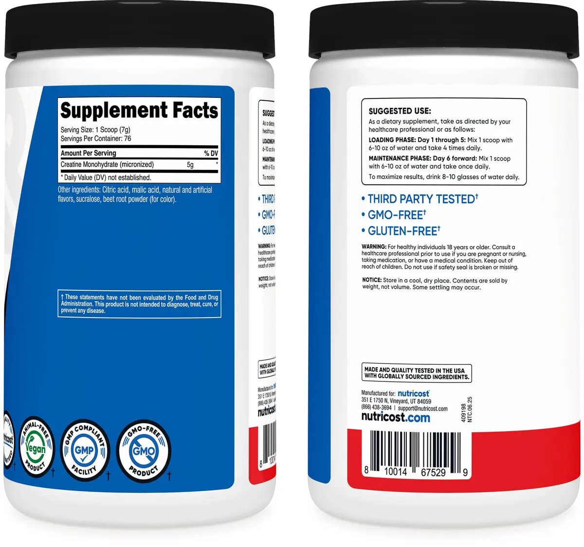 Nutricost Micronized Creatine Monohydrate Powder Fruit Punch 1kg (2.2lb) | Promotes Strength and Endurance - view 6
