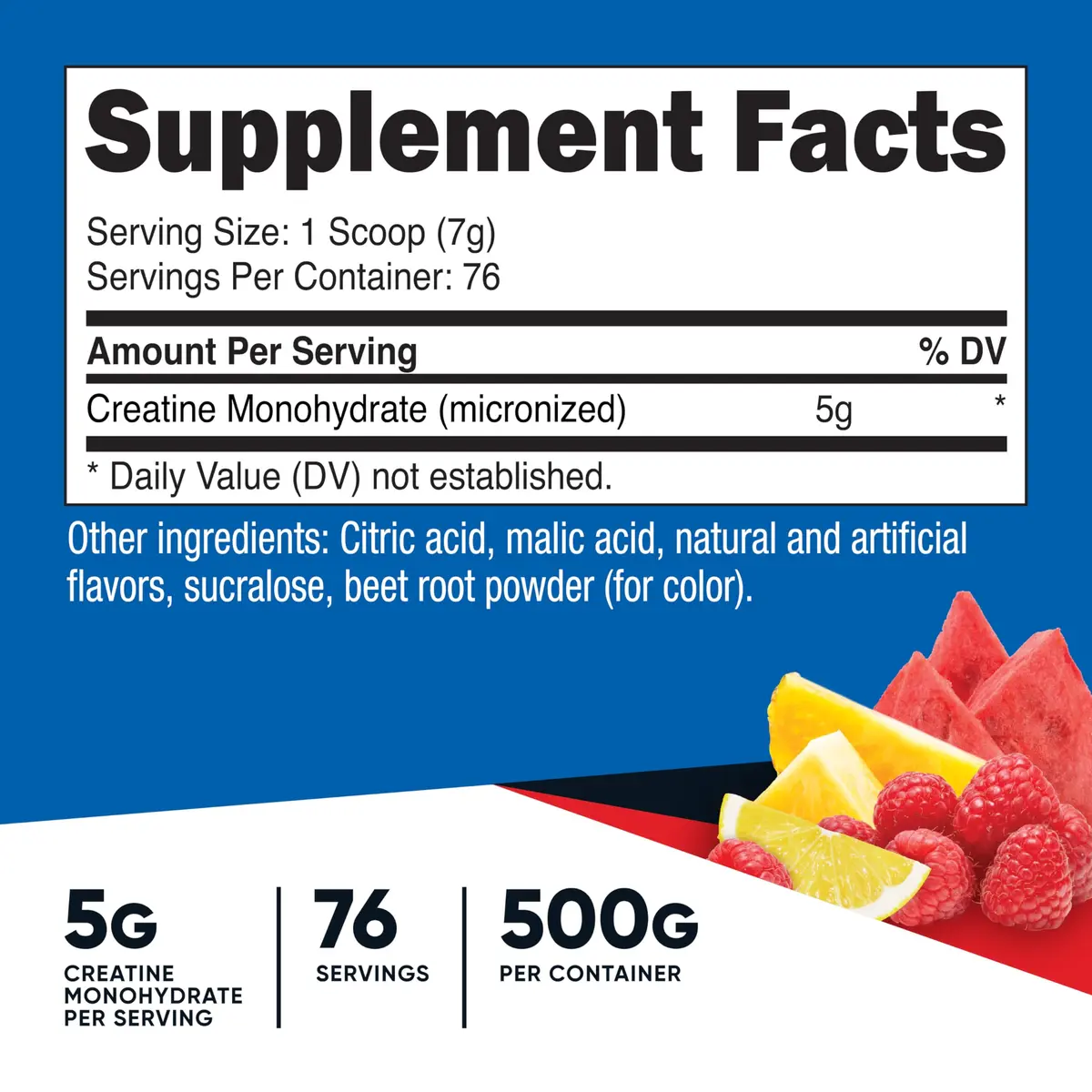 Nutricost Micronized Creatine Monohydrate Powder Fruit Punch 1kg (2.2lb) | Promotes Strength and Endurance - view 2