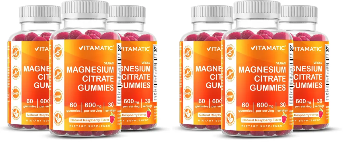 Vitamatic Magnesium Gummies 600mg | Vegan Relaxation & Muscle Support | 6 Pack - main product image