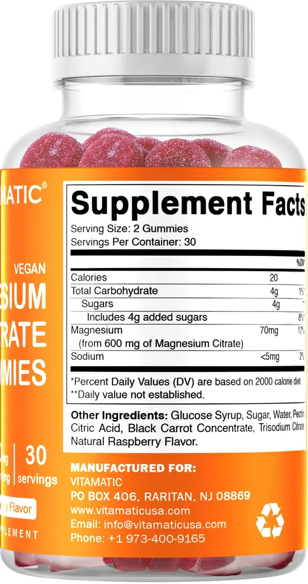 Vitamatic Magnesium Gummies 600mg | Vegan Relaxation & Muscle Support | 6 Pack - view 8