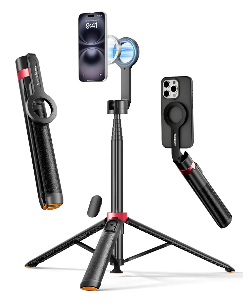 SpereSeren Portable Cellphone Stand for Recording Travel | Magnetic Tripod for Video & Photos - main product image