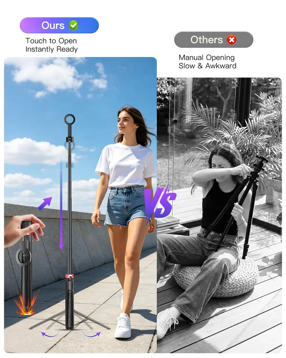 SpereSeren Portable Cellphone Stand for Recording Travel | Magnetic Tripod for Video & Photos - view 3
