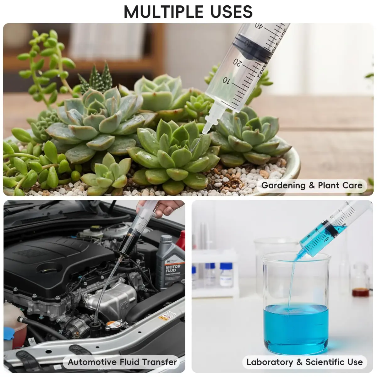 DEPEPE 60ml Plastic Syringe with 13in Tubing & Luer Connections (2-Pack, Transparent) | Sterile Lab Sample Injection - view 6