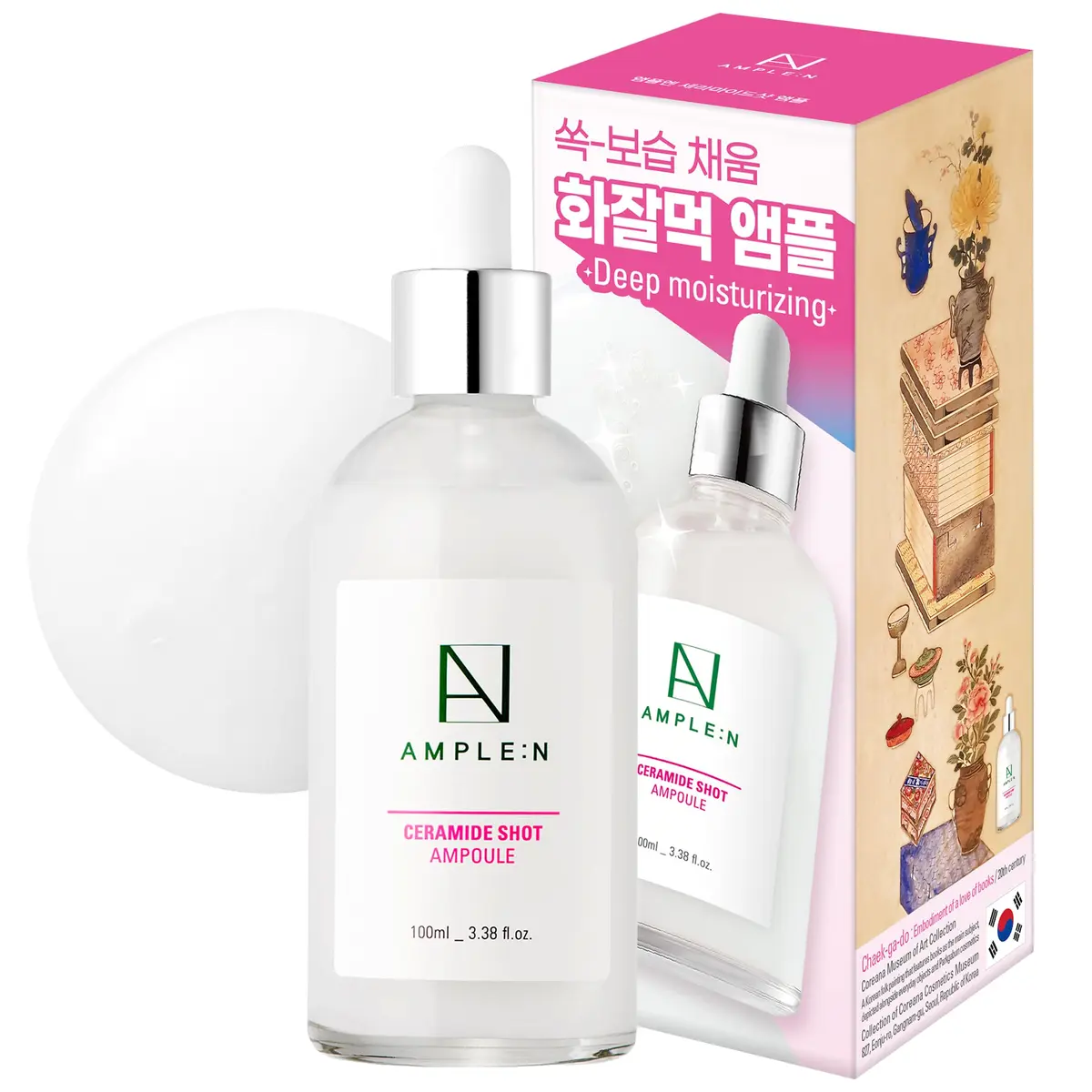 AMPLE:N Ceramide Shot Ampoule Chaekgado Edition 100ml (3.38 fl oz) | Korean Skincare Serum for Hydration & Barrier Support - main product image