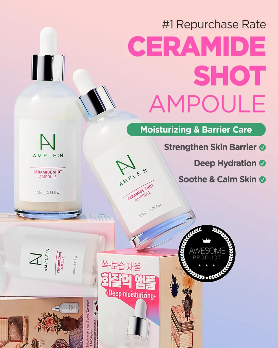 AMPLE:N Ceramide Shot Ampoule Chaekgado Edition 100ml (3.38 fl oz) | Korean Skincare Serum for Hydration & Barrier Support - view 2