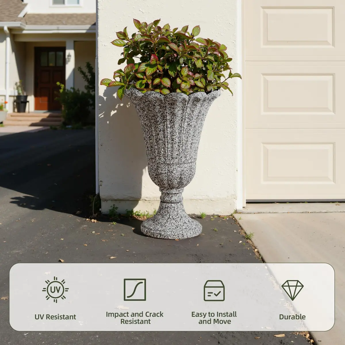 Diyfire Heavy-Duty 23.6" Tall Urns Planters for Outdoor Plants | Large Water Storage Garden Vase - view 5