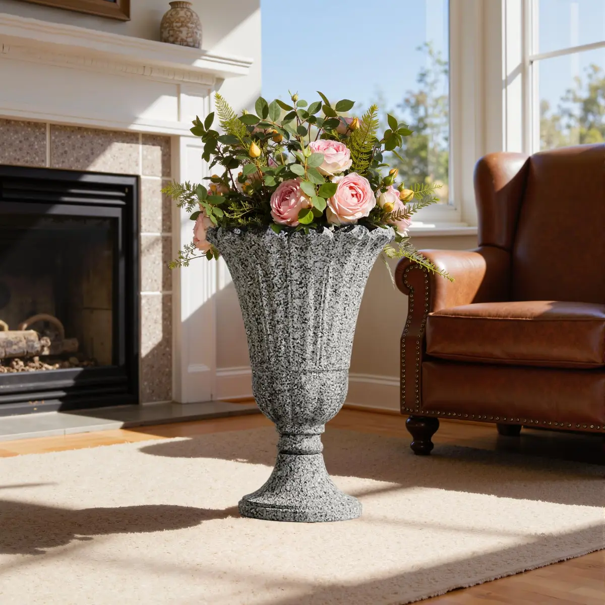 Diyfire Heavy-Duty 23.6" Tall Urns Planters for Outdoor Plants | Large Water Storage Garden Vase - view 7