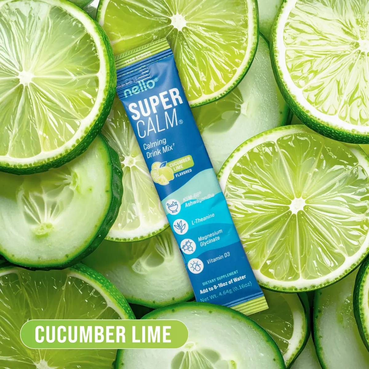 Nello Supercalm Powdered Drink Mix Cucumber Lime 20 Servings (Pack of 1) | Cortisol Reducer & Sleep Aid Supplement - view 6