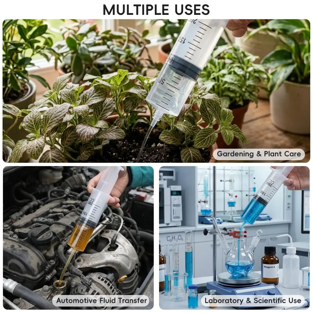 DEPEPE 200ml Large Plastic Syringe with 47in Tubing & Luer Connections (2-Pack, Transparent) - view 7
