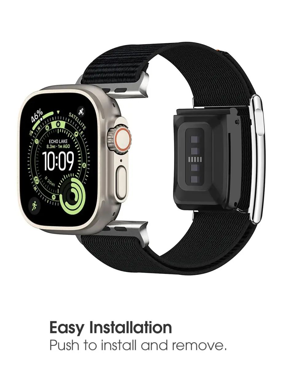 MAKCPOIMER Nylon Sport Band Combo for Whoop 5.0 & Apple Watch 49/45/44/42mm | Adjustable Black Fitness Wristband - view 4