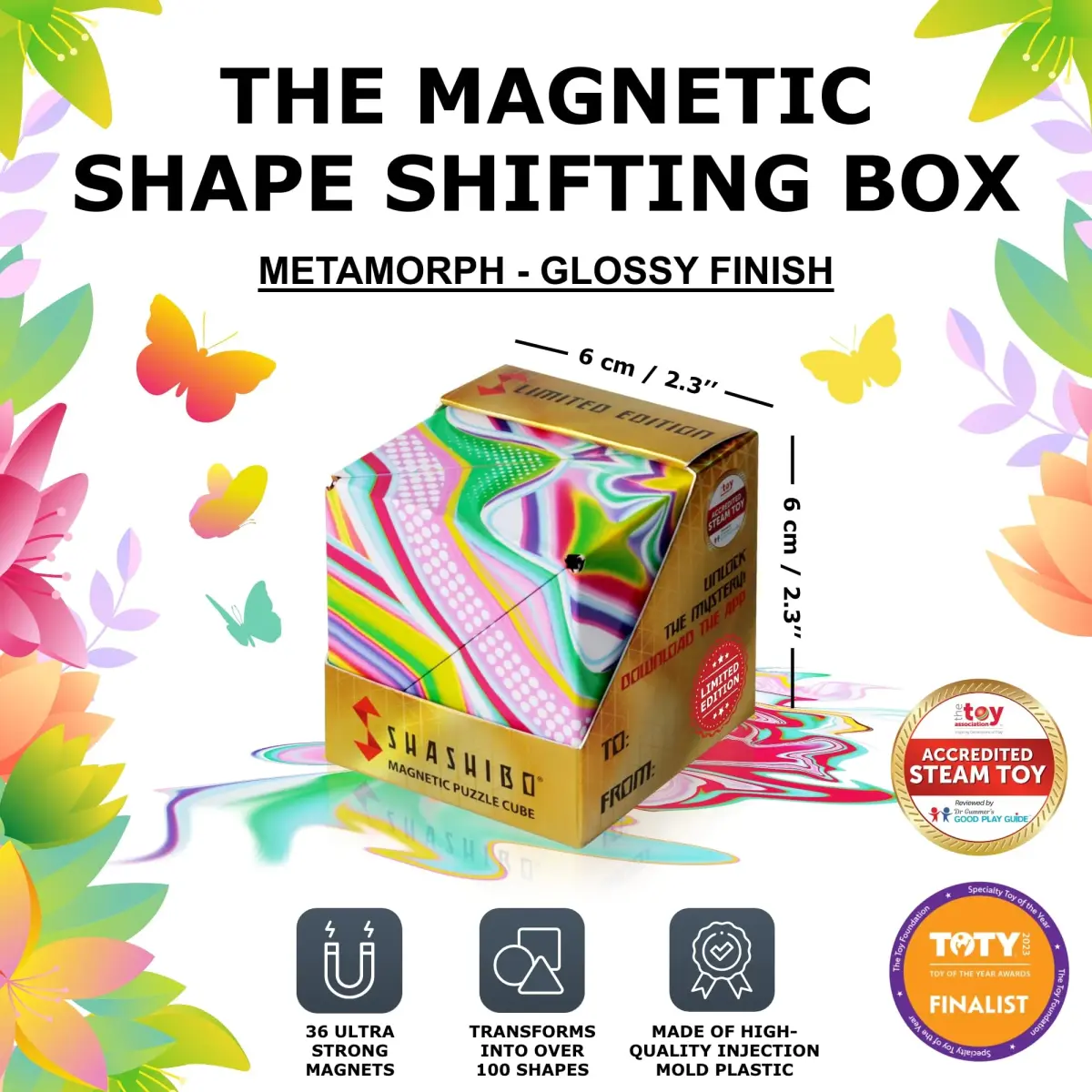 Shashibo Shape Shifting Cube Sensory Fidget Toy for Adults & Kids, Dodeca Metamorph | 100+ Shapes - view 2
