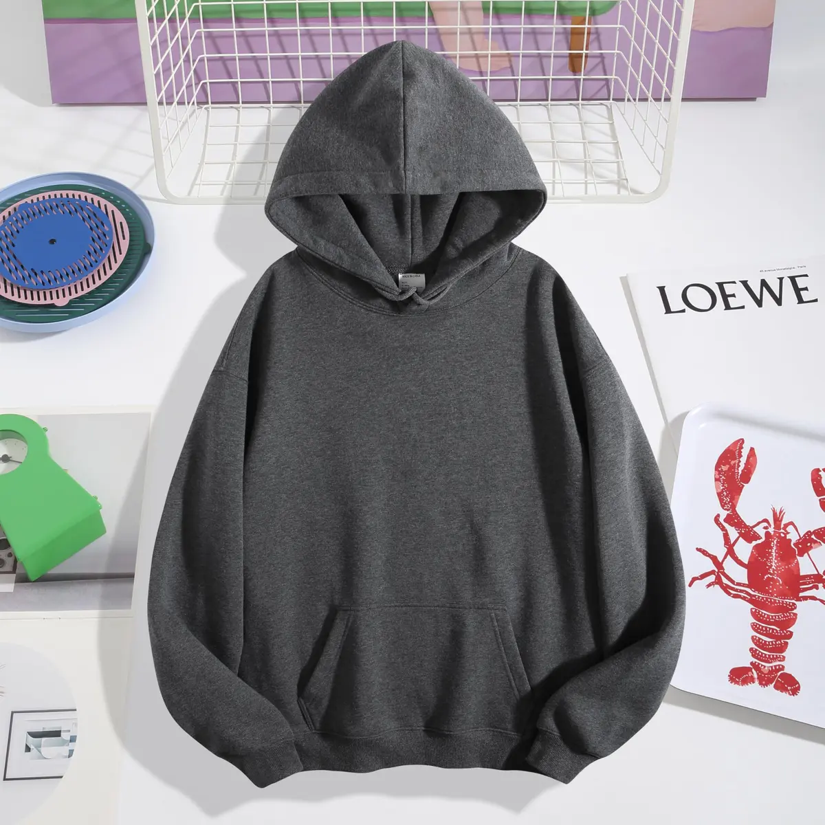 Maydear Custom Hoodie Unisex Pullover Sweatshirt Dark Gray | Personalized with Photo, Logo or Text, For Men & Women - view 2