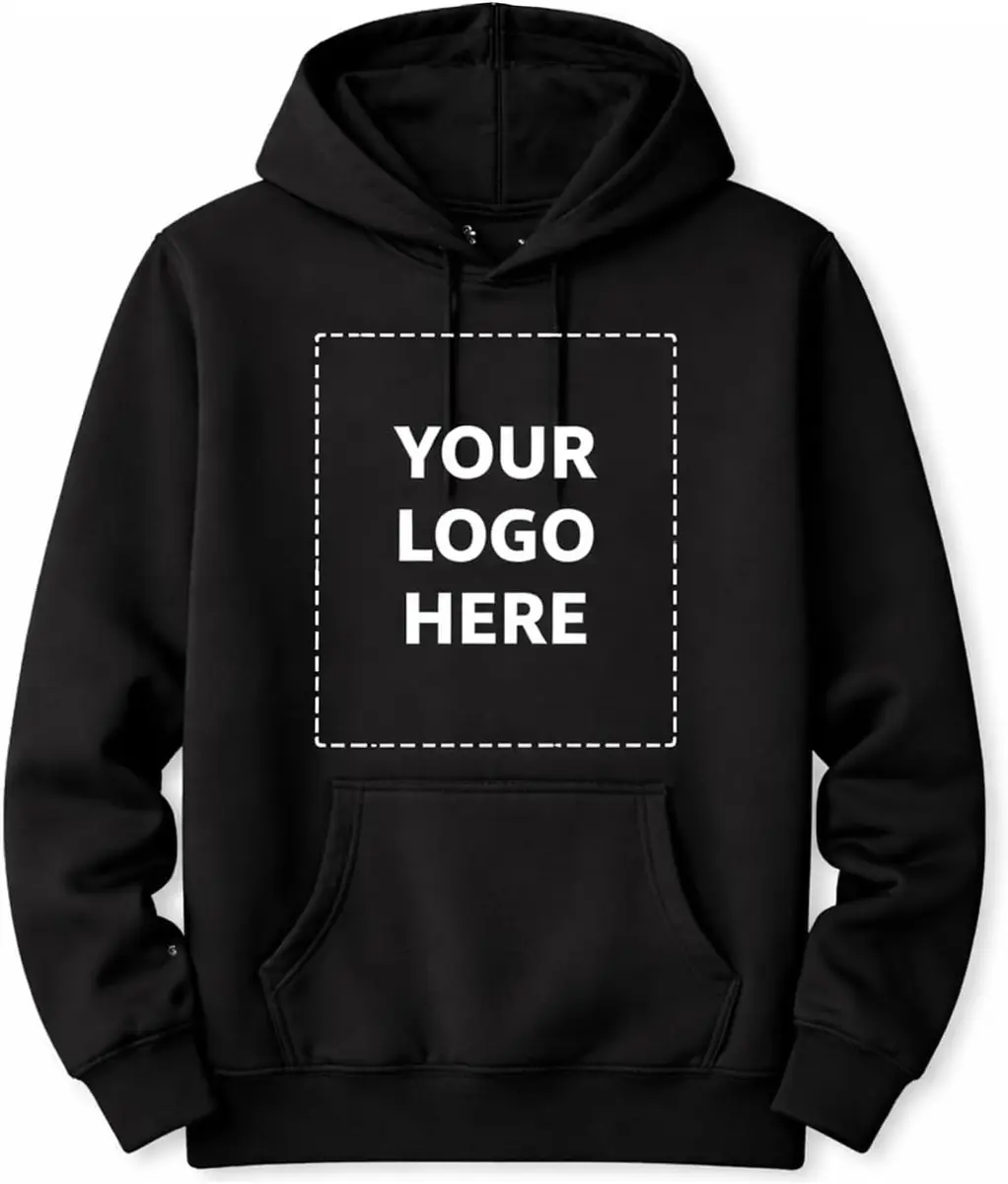 Maydear Custom Hoodie for Men & Women Unisex Pullover Sweatshirt with Kangaroo Pocket, Black - main product image