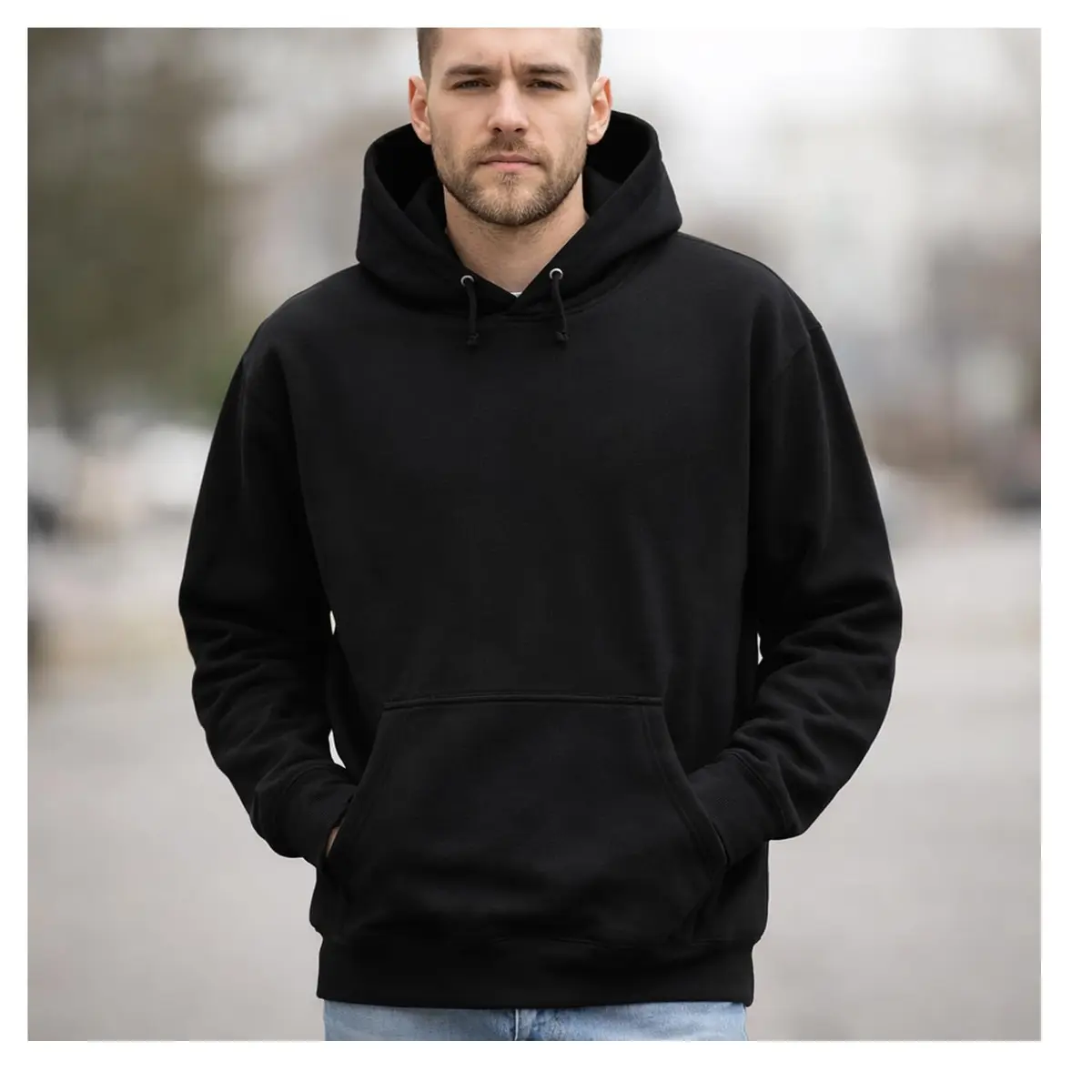 Maydear Custom Hoodie for Men & Women Unisex Pullover Sweatshirt with Kangaroo Pocket, Black - view 2