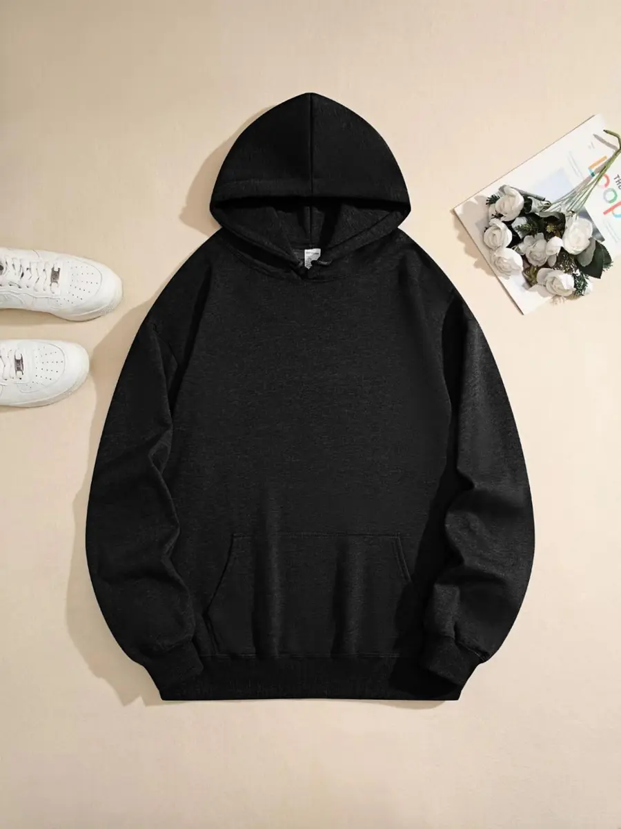 Maydear Custom Hoodie for Men & Women Unisex Pullover Sweatshirt with Kangaroo Pocket, Black - view 3