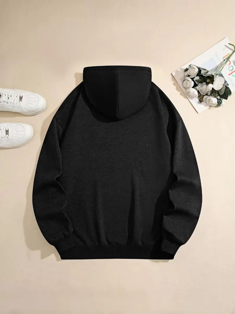 Maydear Custom Hoodie for Men & Women Unisex Pullover Sweatshirt with Kangaroo Pocket, Black - view 4