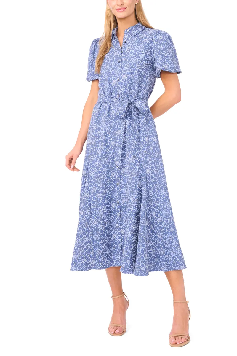 CeCe Short Sleeve Chambray Button Front Dress | Lightweight, Casual Summer Style (70-120 chars) - main product image