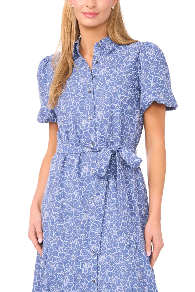 CeCe Short Sleeve Chambray Button Front Dress | Lightweight, Casual Summer Style (70-120 chars) - view 2