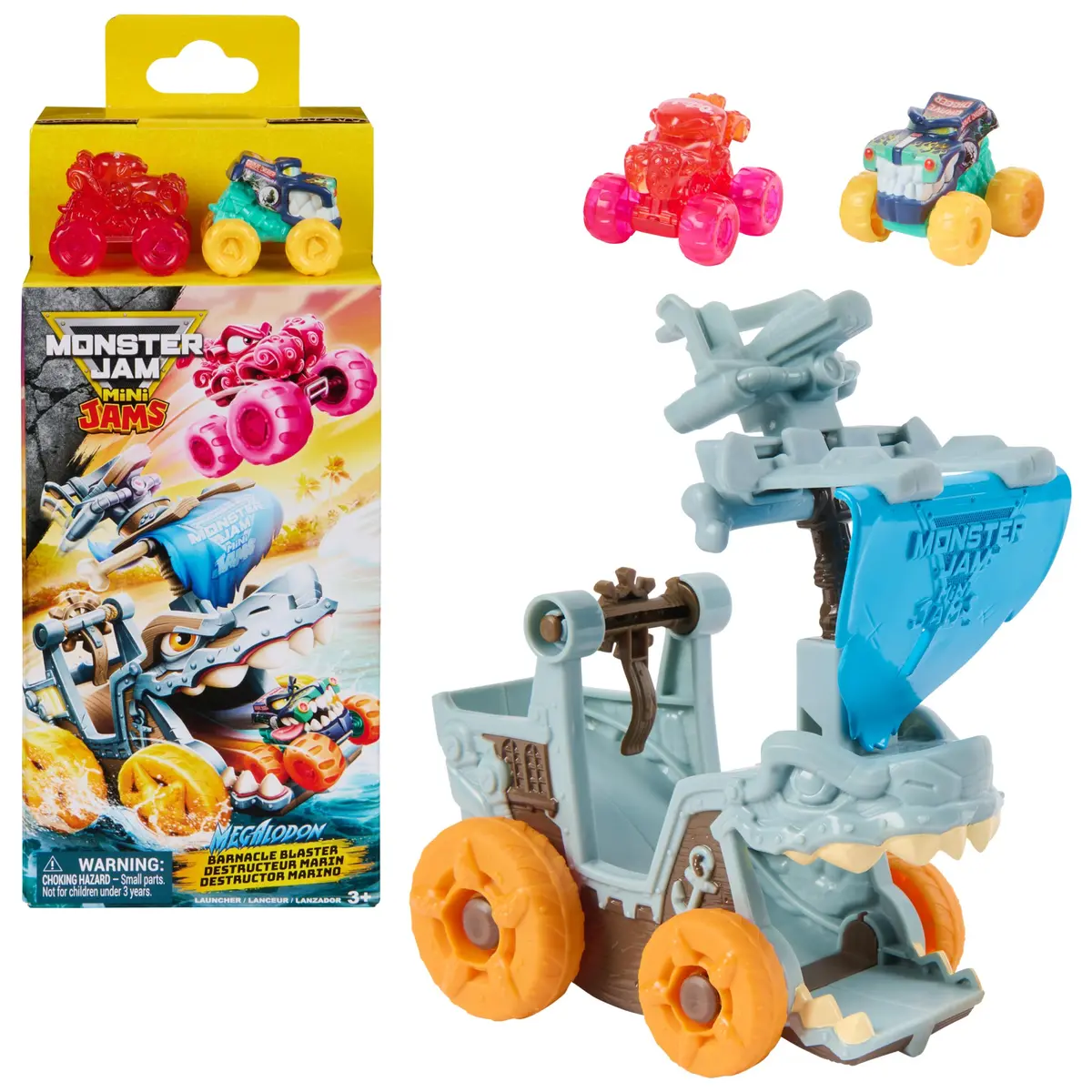 Monster Jam Mini Jams Megalodon Barnacle Blaster Playset | Dual Launch & Storage Toy for Kids - main product image
