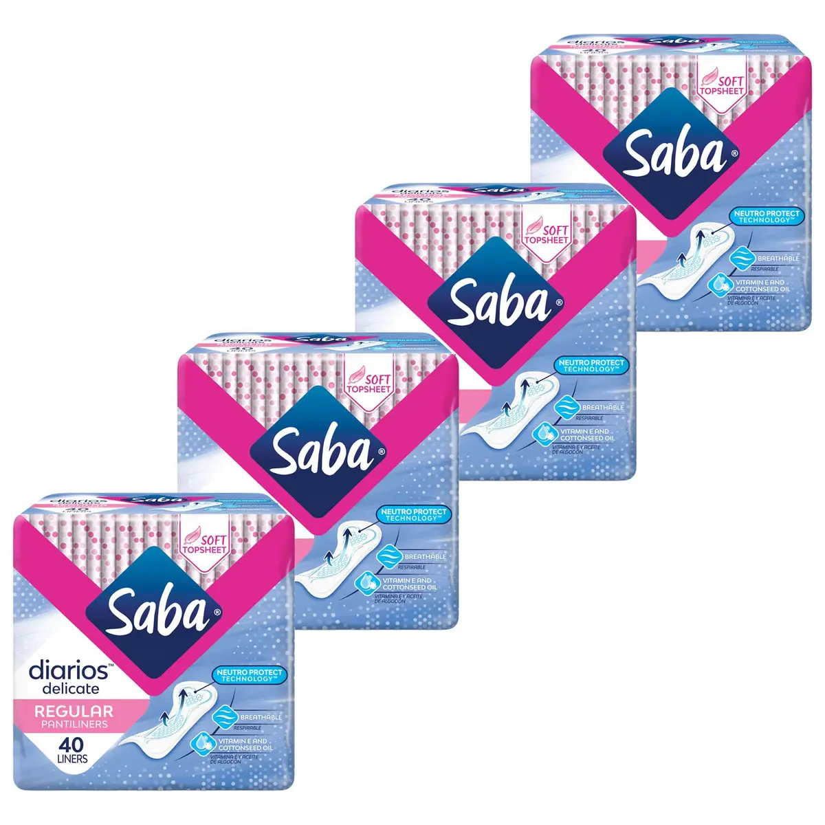 Saba Regular Delicate Panty Liners 160 Count | Ultra-Thin Breathable Daily Feminine Hygiene - main product image