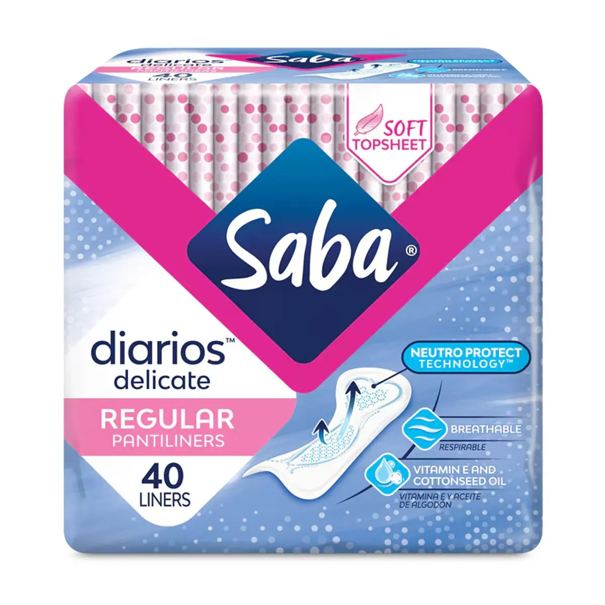 Saba Regular Delicate Panty Liners 160 Count | Ultra-Thin Breathable Daily Feminine Hygiene - view 2