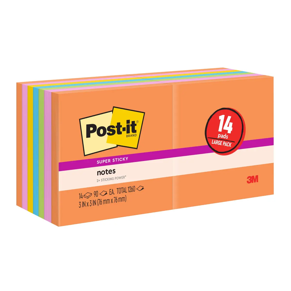 Post-it Super Sticky Notes, Energy Boost Collection, 1260 Sheets | 2X Sticking Power - main product image