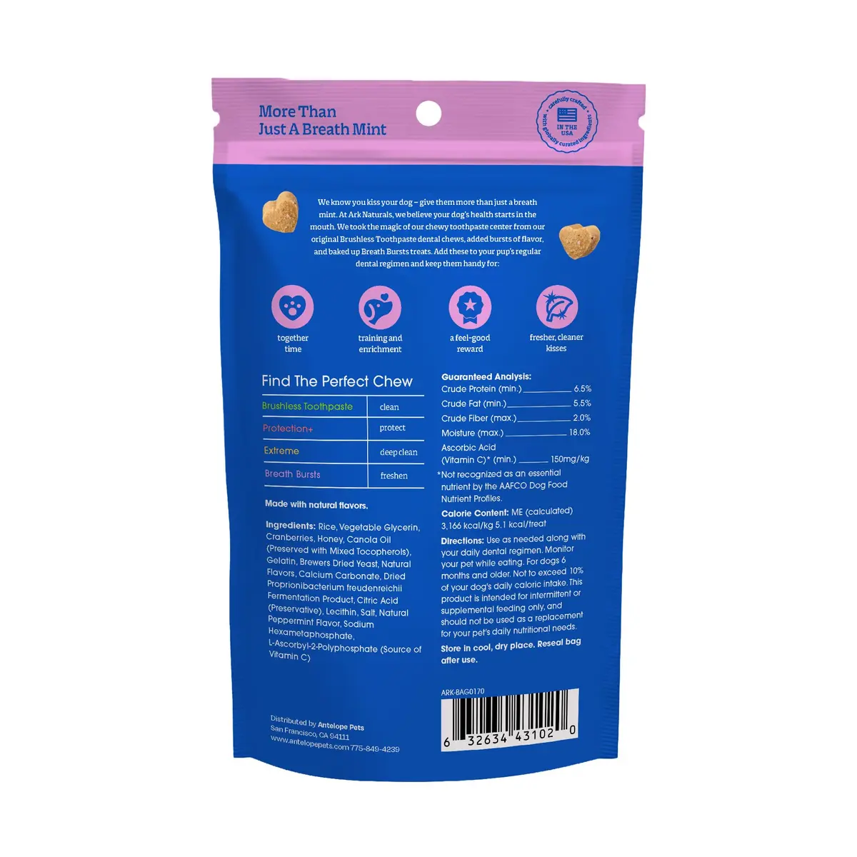 ARK NATURALS Brushless Toothpaste + Breath Bursts Dog Dental Treats - Large | 18 oz Large Breed Chews for Plaque & Tartar - view 3