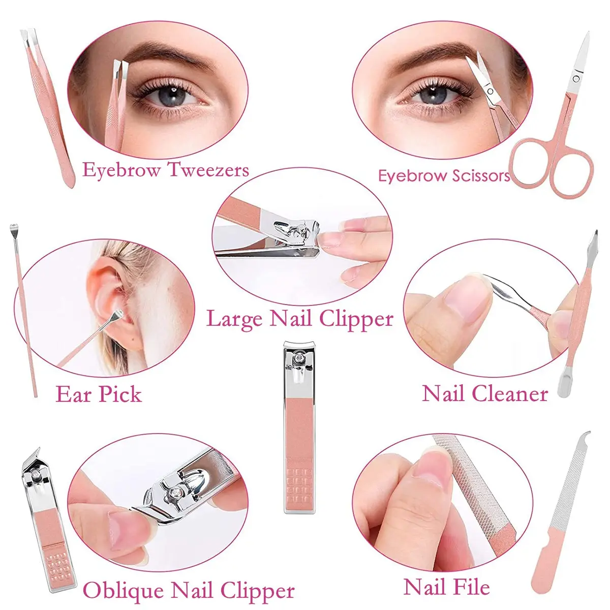 Aceoce Manicure Set Women Nail Clippers Kit 8 Piece | Professional Grooming Tools for Home & Travel - view 4