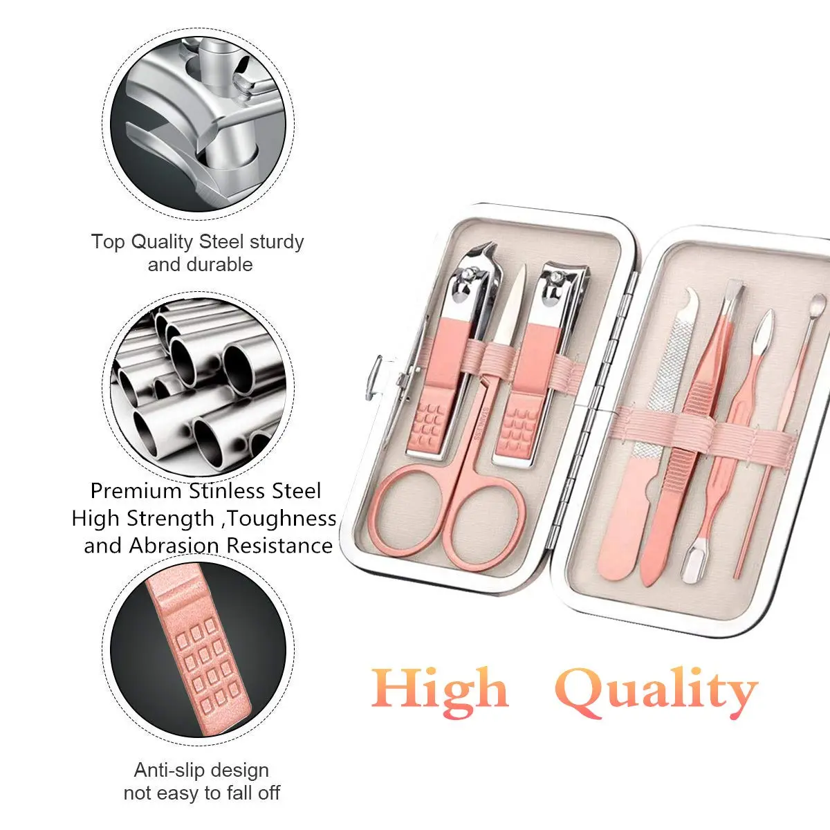 Aceoce Manicure Set Women Nail Clippers Kit 8 Piece | Professional Grooming Tools for Home & Travel - view 6