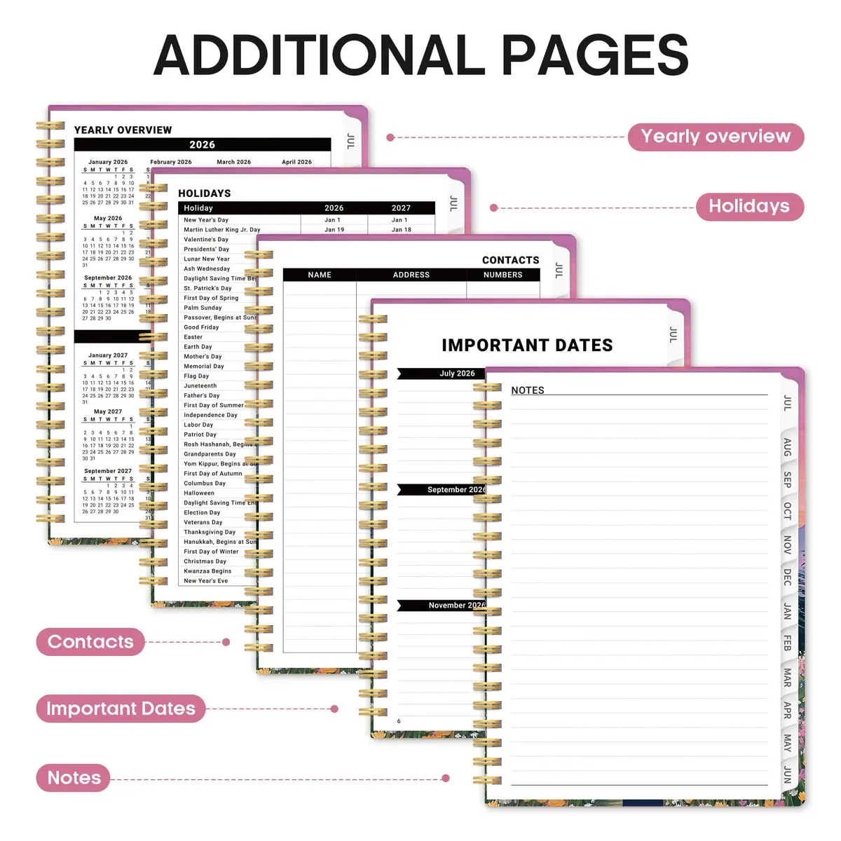 Taja Academic Planner 2026-2027, Jul 2026-Jun 2027 Monthly & Weekly Planner, 16.2cm x 21.8cm (6.3" x 8.5") | 12-Month Organizer for Students & Professionals - view 5