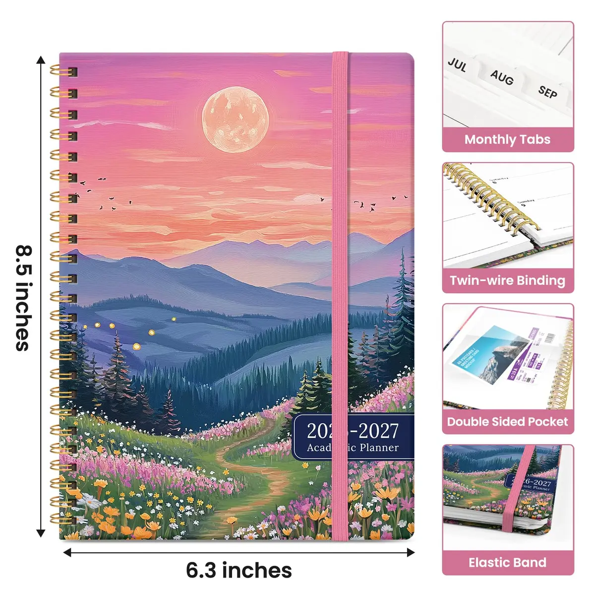 Taja Academic Planner 2026-2027, Jul 2026-Jun 2027 Monthly & Weekly Planner, 16.2cm x 21.8cm (6.3" x 8.5") | 12-Month Organizer for Students & Professionals - view 4