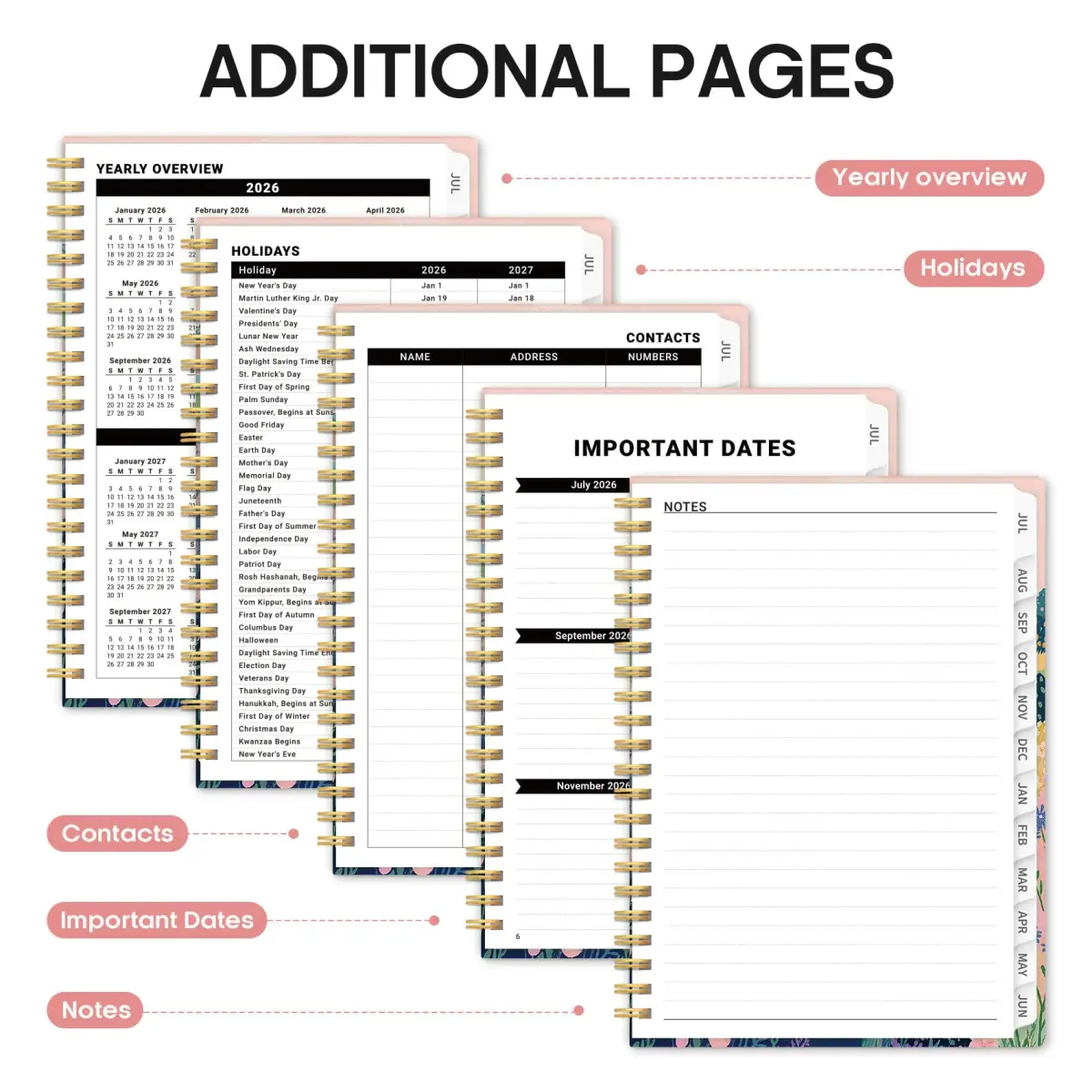 Taja Academic Planner 2026-2027, Jul 2026-Jun 2027 Monthly & Weekly Calendar Planner (A5 Size, 6.3"x8.5") | Acid-Free Paper Planner - view 5