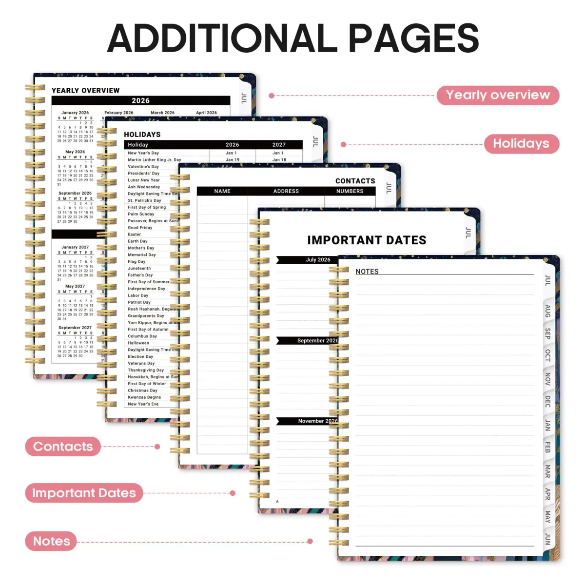 Taja Academic Planner 2026-2027, Jul 2026-Jun 2027 Monthly & Weekly Planner Calendar, 6.3"x8.5" (A5) | Structured Planning for Students & Professionals - view 5