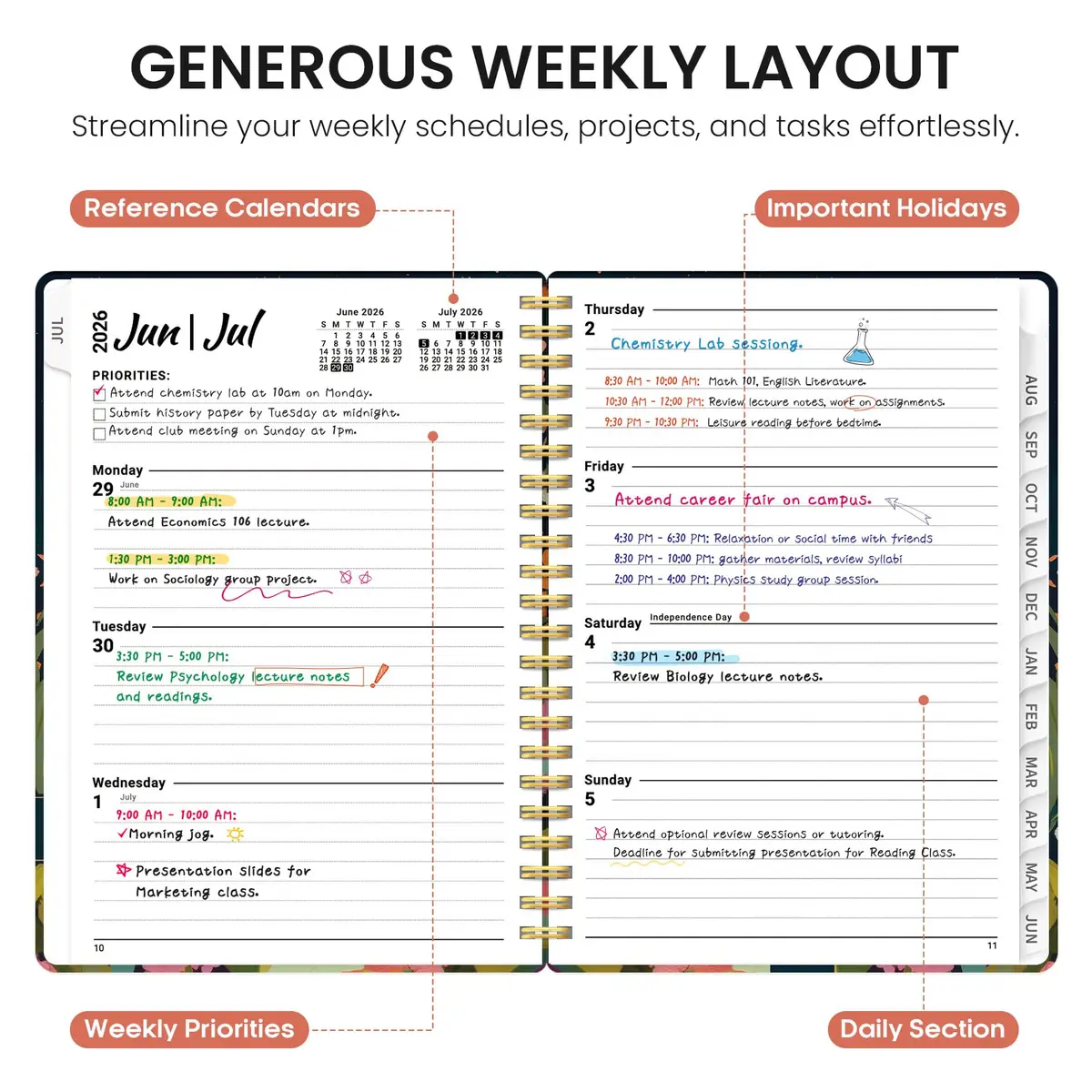 Taja Planner 2026-2027 Academic Planner 146 Pages (A5 Size) | Monthly & Weekly Calendar Organizer with Tabs - view 3