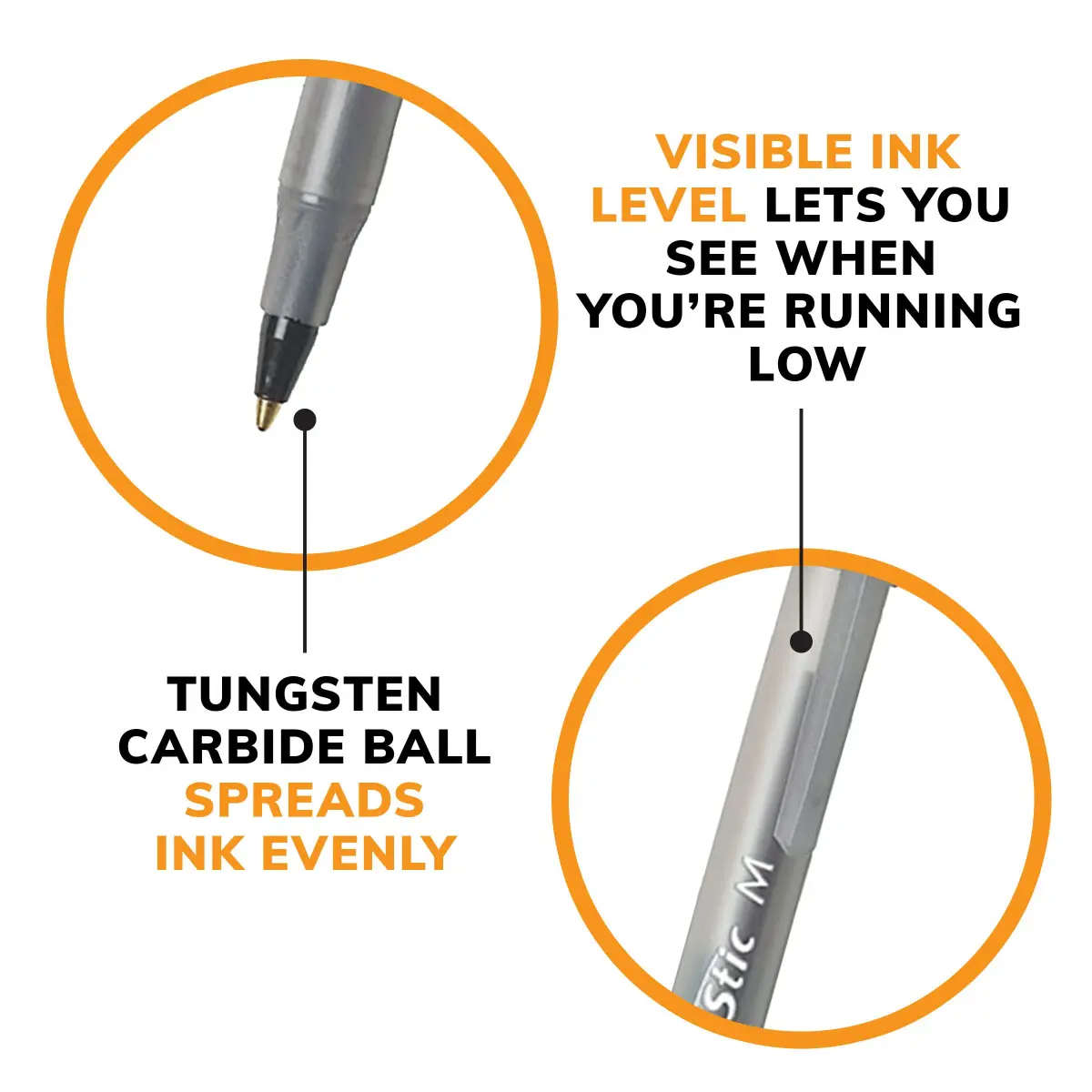 BIC Round Stic Xtra Life Black Ballpoint Pens | Smooth Ink Flow - view 5