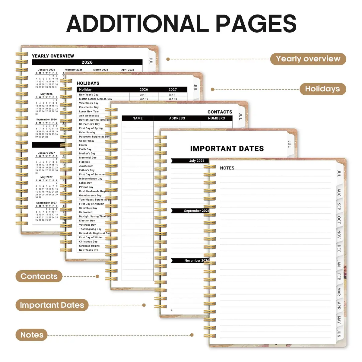Taja Planner 2026-2027 Jul 2026-Jun 2027 Monthly & Weekly Calendar Planner 21.6 cm (8.5 in) x 15.9 cm (6.3 in) | Academic Year Planning with Tabs - view 5