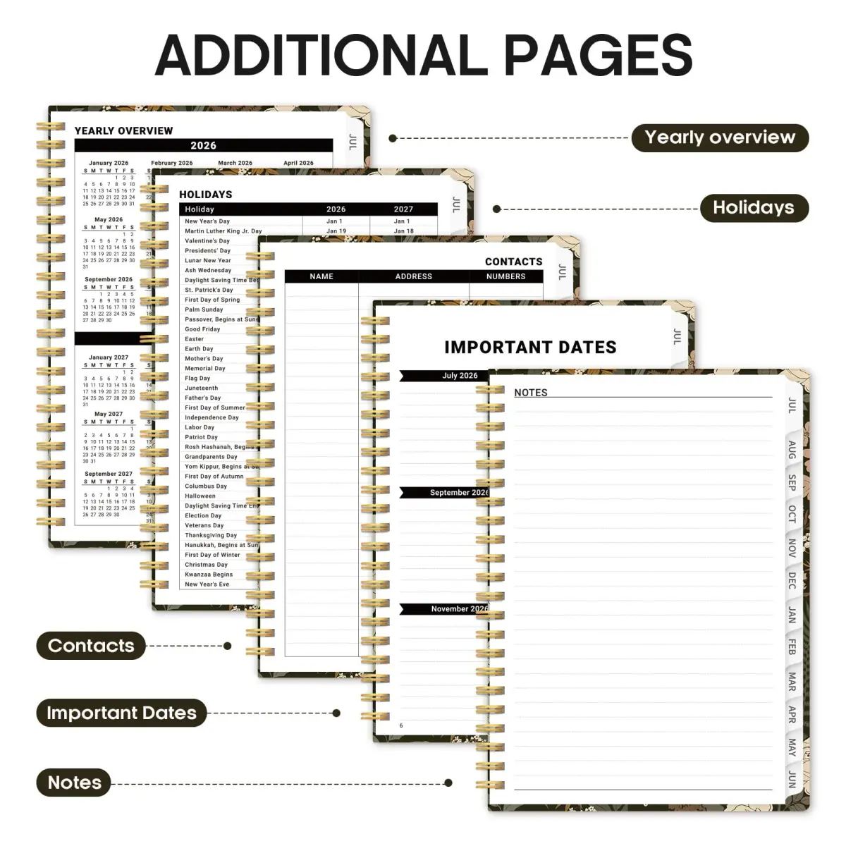 Taja Planner 2026-2027, Jul 2026-Jun 2027 Monthly & Weekly Calendar Planner 28.3 cm (11 inches) | Academic Organizer with Tabs - view 5