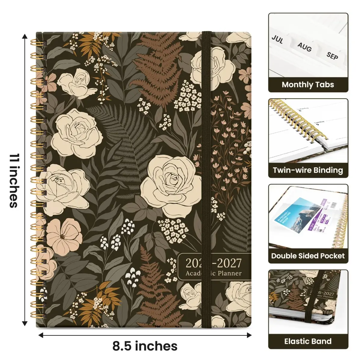 Taja Planner 2026-2027, Jul 2026-Jun 2027 Monthly & Weekly Calendar Planner 28.3 cm (11 inches) | Academic Organizer with Tabs - view 4