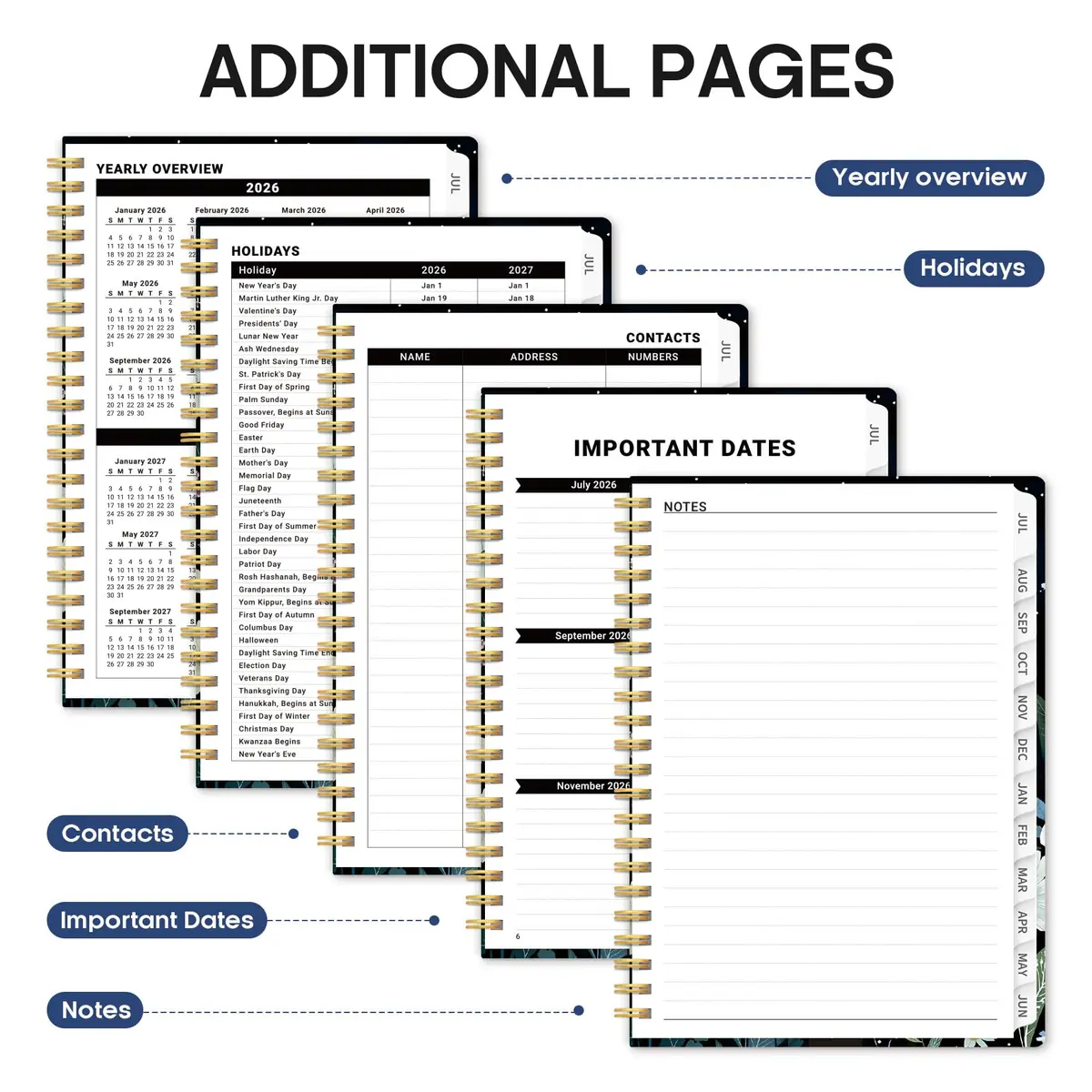 Taja Planner 2026-2027, Jul 2026-Jun 2027 Monthly & Weekly Calendar Planner 28.7 cm (11 inches) | Academic Planning with Tabs & Motivational Quotes - view 5
