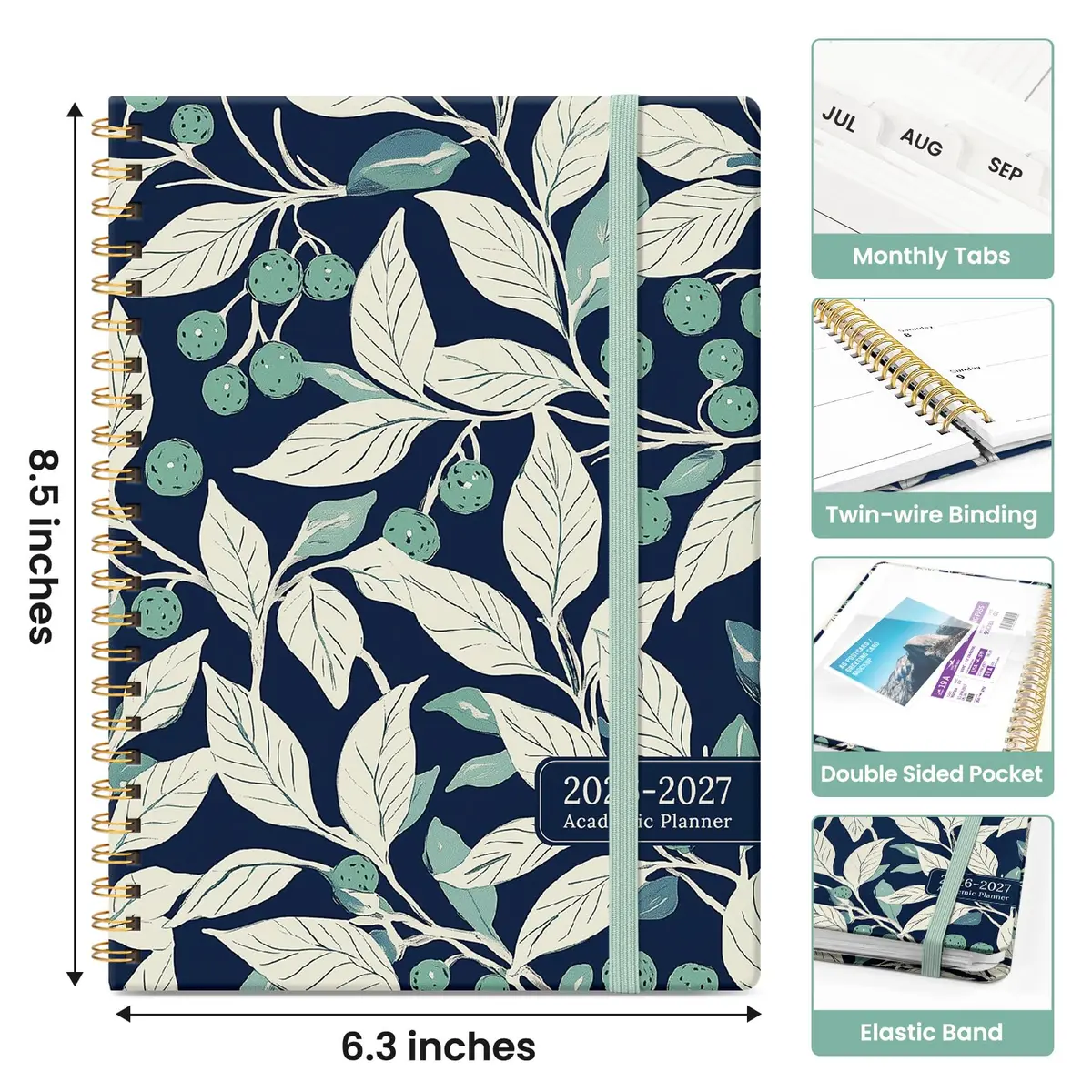 Taja Academic Planner 2026-2027, 6.3" x 8.5" (16.0 x 21.6 cm) | Monthly & Weekly Organizer for Students & Professionals - view 4