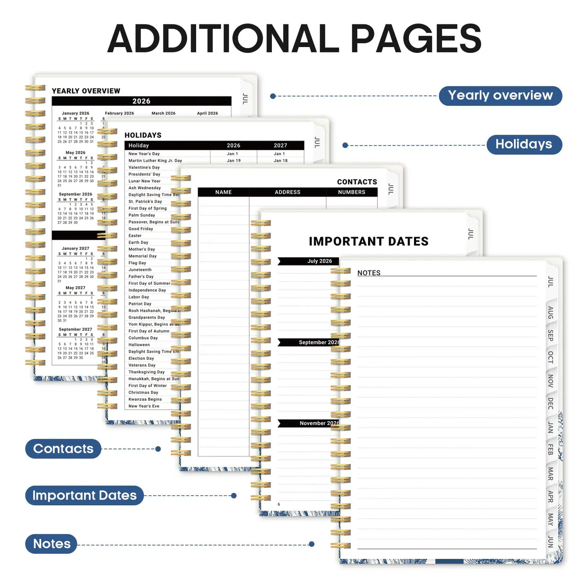 Taja Academic Planner 2026-2027, Monthly & Weekly Jul 2026-Jun 2027 Planner, 16cm (6.3") x 21.7cm (8.5") | Organized Planning for Students & Professionals - view 5