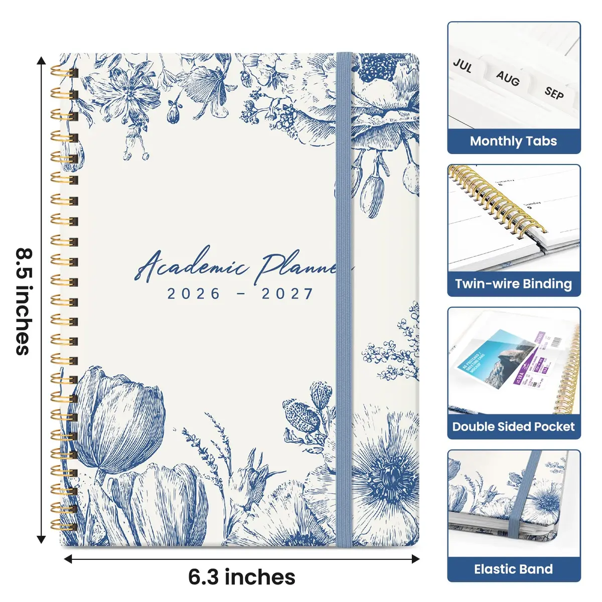 Taja Academic Planner 2026-2027, Monthly & Weekly Jul 2026-Jun 2027 Planner, 16cm (6.3") x 21.7cm (8.5") | Organized Planning for Students & Professionals - view 4