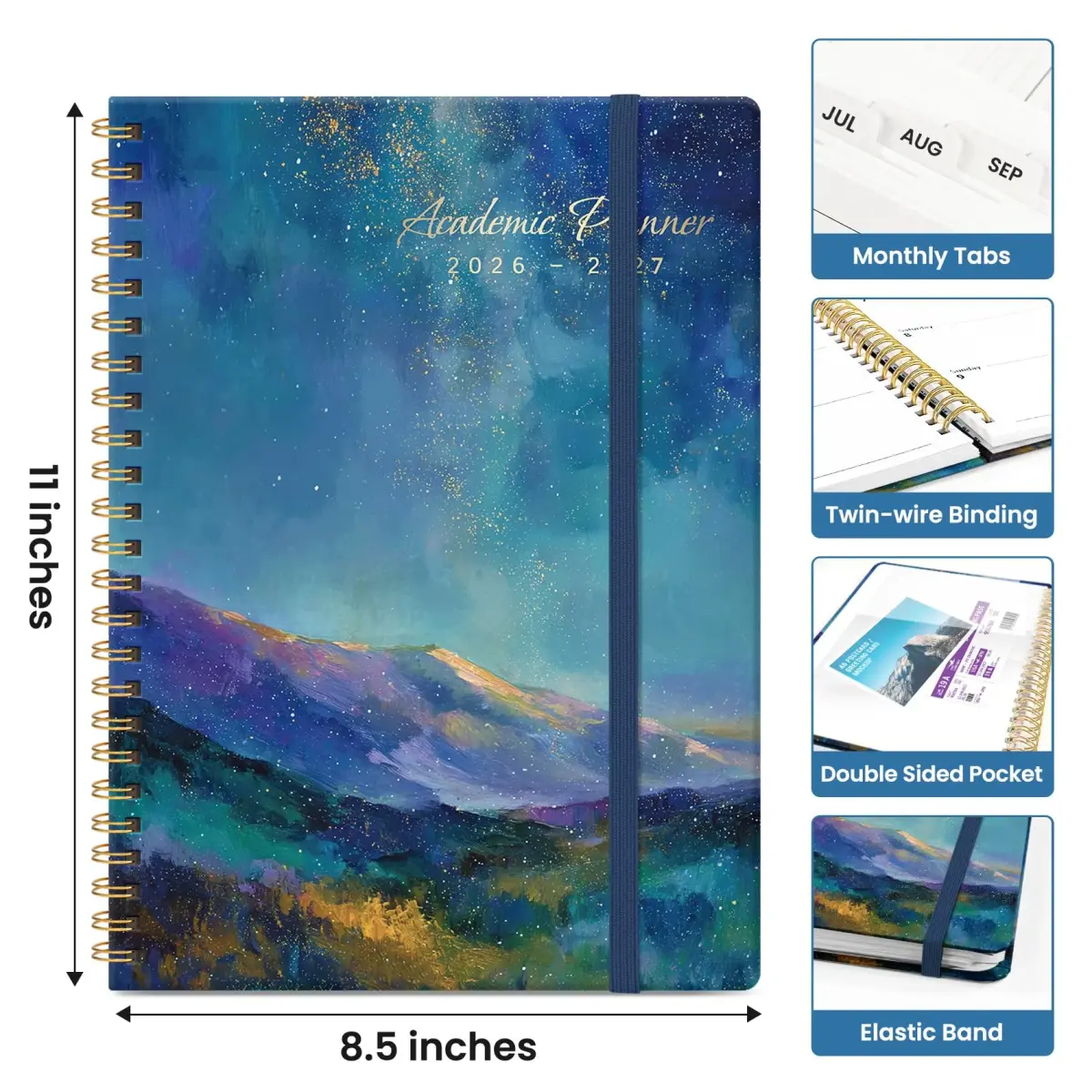 Taja Academic Planner 2026-2027, Jul 2026-Jun 2027 Monthly & Weekly Planner, 8.5x11 Inches | Year-Long Organization for Students & Professionals - view 4