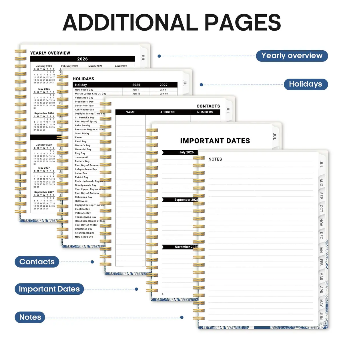 Taja Academic Planner 2026-2027, Monthly & Weekly Jul 2026-Jun 2027 Planner, 28.4cm (11") x 22.5cm (8.5") | Smooth Ink Flow Acid-Free Paper - view 5