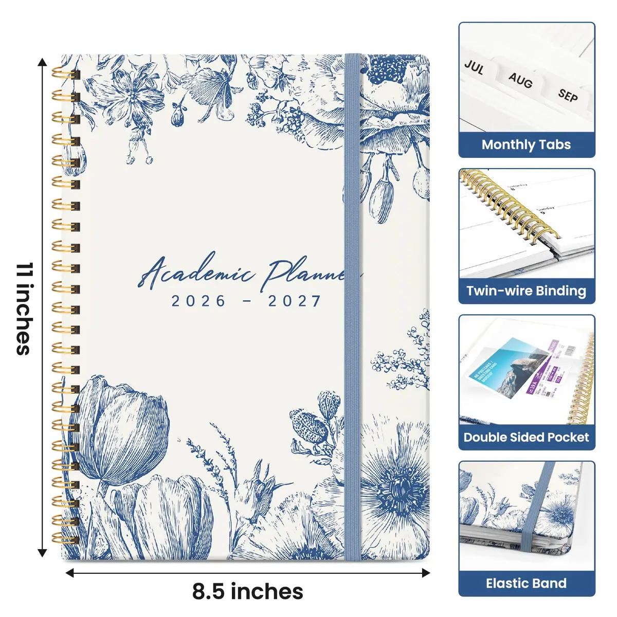 Taja Academic Planner 2026-2027, Monthly & Weekly Jul 2026-Jun 2027 Planner, 28.4cm (11") x 22.5cm (8.5") | Smooth Ink Flow Acid-Free Paper - view 4