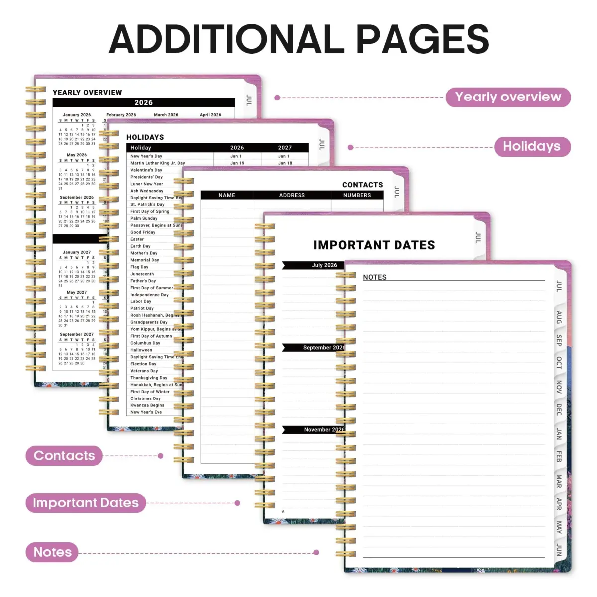 Taja 2026-2027 Academic Planner Monthly Weekly Spiral Hardcover 146 Pages | Organized Planning for Students and Professionals - view 5
