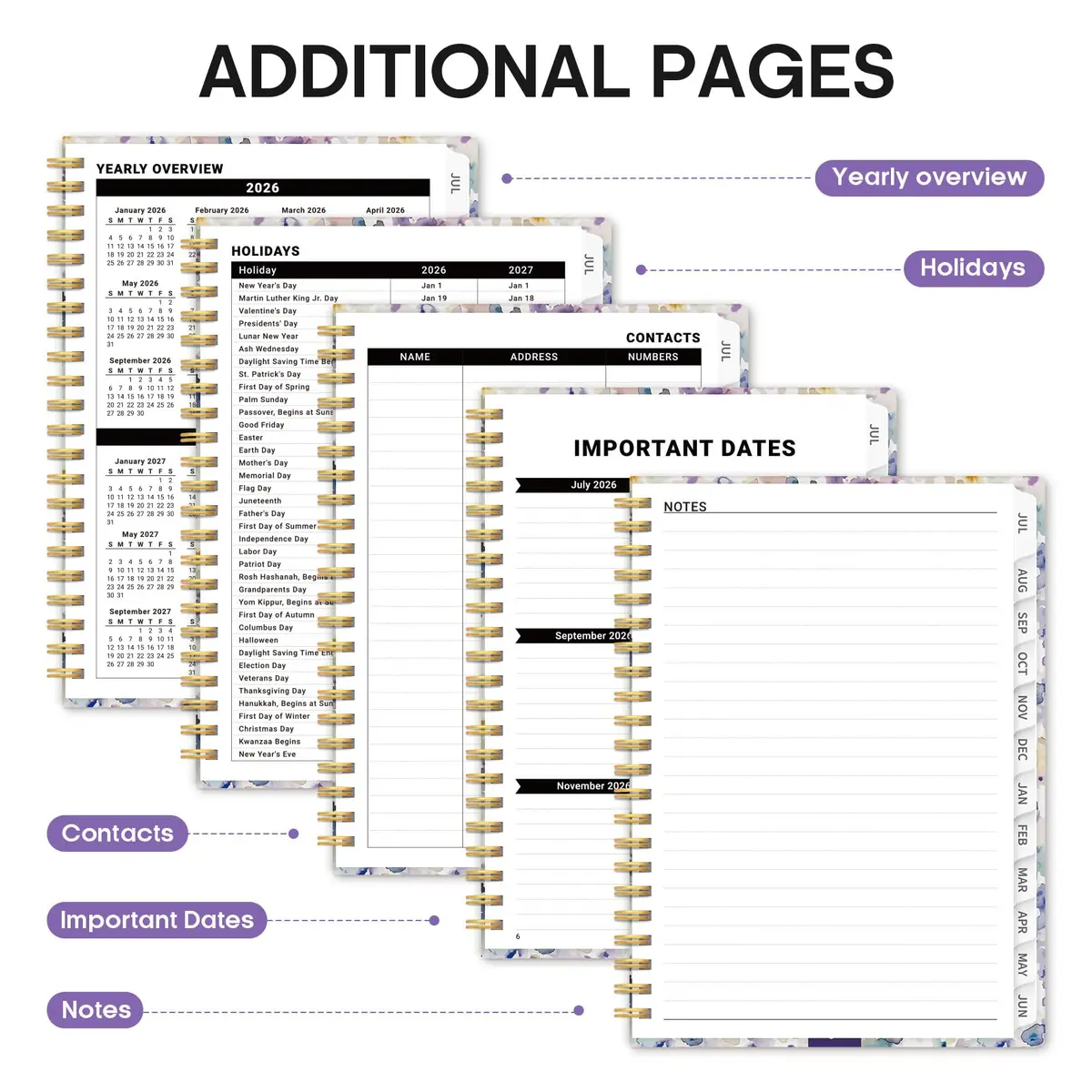 Taja Academic Planner 2026-2027, Monthly & Weekly, 6.3"x8.5" (A5) | Smooth Ink Flow, Acid-Free Paper - view 5